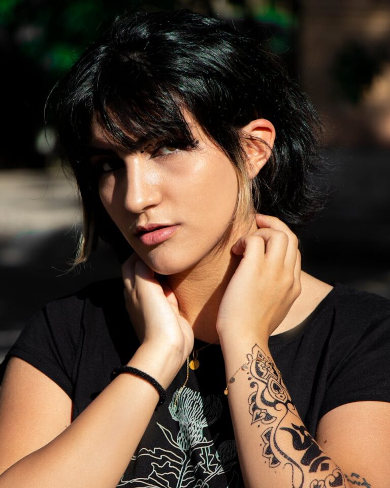 Close Up Photo of a Woman with Dark Hair
